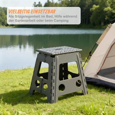 Складаний стілець Relaxdays: для кемпінгу, ванної кімнати, до 150 кг, пластик, сірий