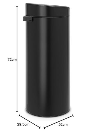 Відро Brabantia Touch Bin New 40 л з пластиковим вкладишем, нержавіюча сталь, 32.8 x 48.3 см, матовий чорний