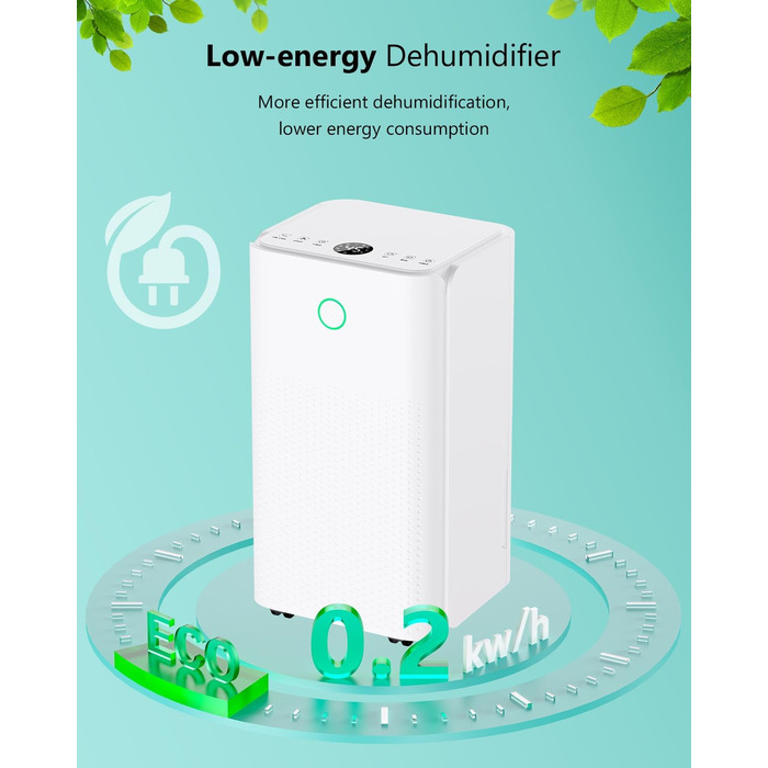 Електричний осушувач повітря 12л/день - тихий, з 3 режимами, таймером, автоматичною відтайкою та енергозбереженням для дому, квартири, підвалу