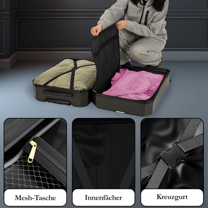 Набір валіз ONAIR 3 шт. (S, M, L) – чорний & золотий, водонепроникний корпус ABS з TSA-замком, тихі колеса, міцний, для подорожей