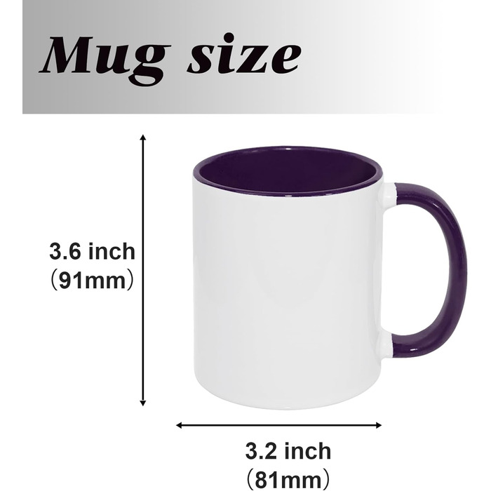 MR.R 11 Unzen Sublimation blank mugs, blank white mug, mug with purple color inside and handle, set of 6