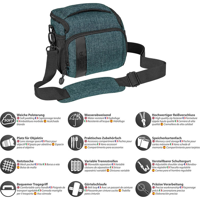 Захисний фільтр для камери PEDEA SLR з дисплеєм (L, Petrol) - Olympus, Canon, Nikon, Panasonic