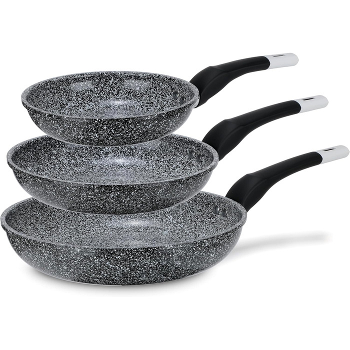 Набір сковорідок EliteHoff Induktion 4-piece (20/24/28 см) + сковорода для млинців 24 см, Алюміній з антипригарним покриттям, для всіх типів плит, Сірий