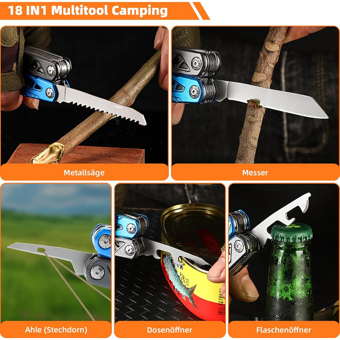 Мультитул Rollgabelschlüssel 18 в 1: преміум-мультитул з титанової сталі для чоловіків, кемпінгу, відпочинку на природі та надзвичайних ситуацій