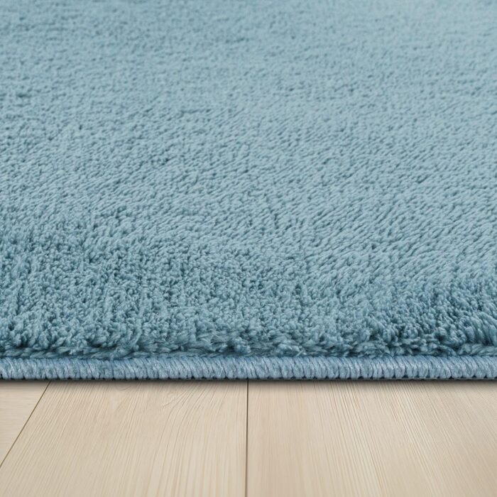 Килимок для вітальні TT Home Kurzflor: короткий ворс, антиковзаюча підкладка, однотонний, сучасний, машинне прання, світло-блакитний, 200x200 см