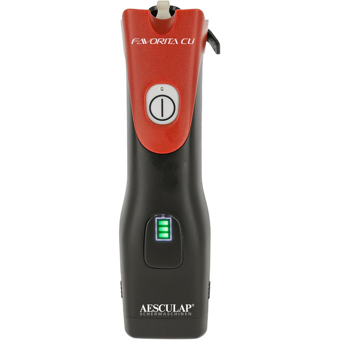 Машинка для стрижки собак та коней Aesculap Favorita CLi акумуляторна (червона) з набором гребінців | Професійна ергономічна машинка | LED-дисплей | Тімострижка для собак та коней