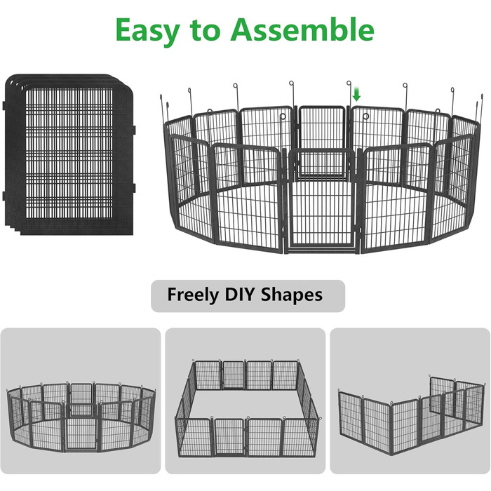 Загін для собак на вулицю: 24 панелі, висота 101,6 см, міцний та безпечний. Ідеально для двору.