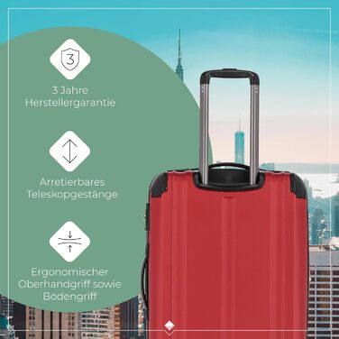 Travelite Carry-on Suitcase, 4 Wheels, Expandable + Attachment Function, City, Small Hard Shell Trolley with Scratch-Resistant Surface, 55 cm, 40-45 Liters (Trolley Size M approx. (68 cm), Red)