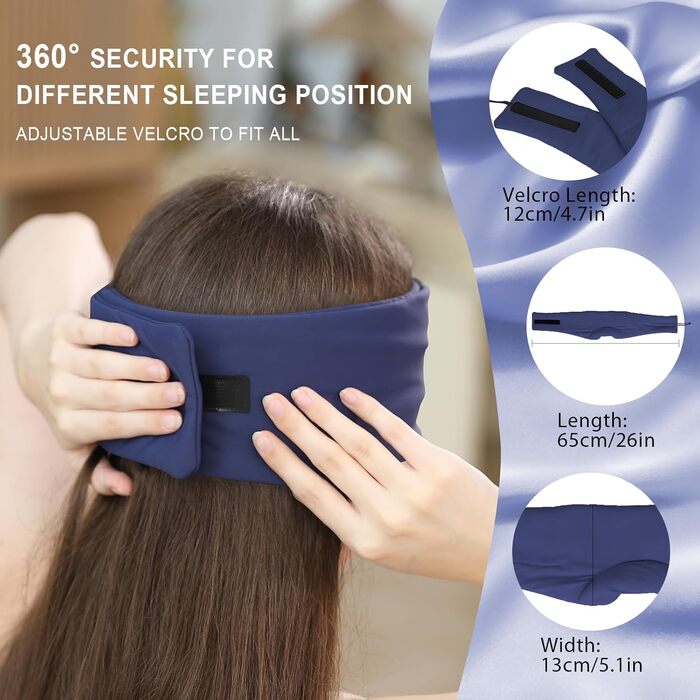 Маска для сну з навушниками Bluetooth V5.4, 3D маска для сну, дихаюча бавовняна маска для сну з мікрофоном для жінок та чоловіків, для подорожей/сніжок/йоги/медитації (Морська синя)
