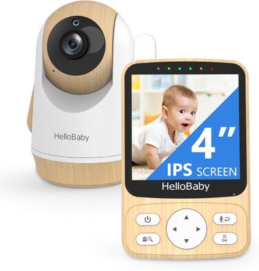 Дитячий відеоняня HelloBaby з камерою 3.2' Digital Funk TFT LCD, бездротовий монітор з нічним баченням, контролем температури та двостороннім зв'язком, білий (HB6340)