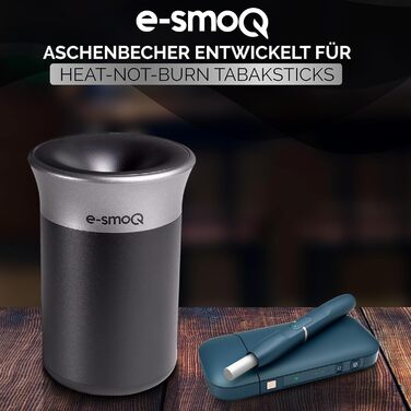 Електронна попільничка e-smoQ для HEETS, IQOS 3 Duo, Iluma Terea, герметична з кришкою, для авто, 4 кольори (чорний, сірий) – аксесуар для тютюнових стиків