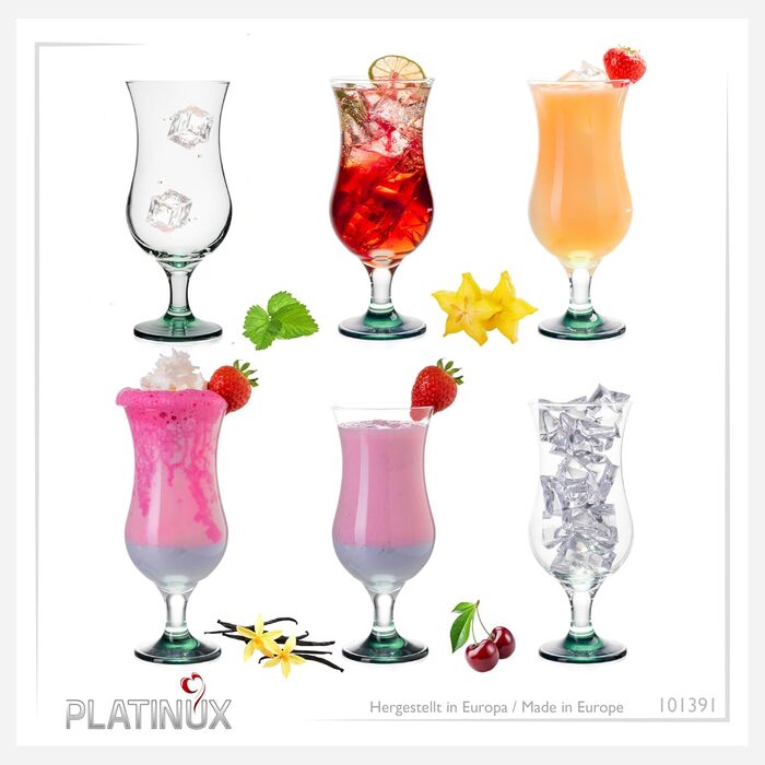 Бокали для коктейлів PLATINUX Ombre 400 мл (набір 6 шт.) скляні, зелені, для вечірок