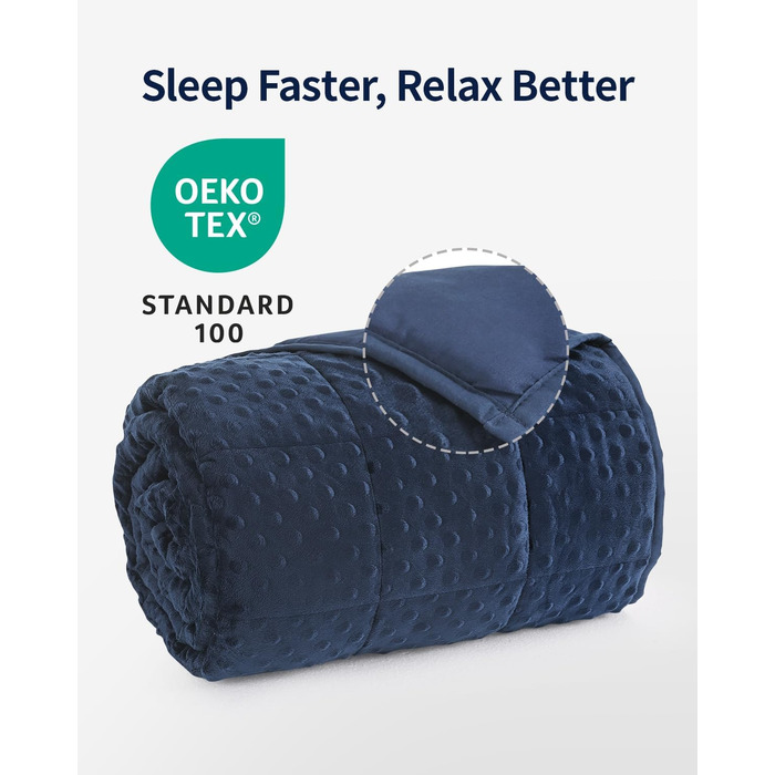 Обтяжена ковдра Mr. Sandman для дорослих, Queen Size, 152x203 см, 6.8 кг, темно-синя (Marineblau) — м'яка терапевтична ковдра для глибокого сну та релаксації, підтримує спокій, підходить для прання в машині