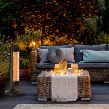 Інфрачервовий обігрівач Climative 2500W з 9 рівнями, IP65, для тераси та приміщення, з пусковим пристроєм та таймером, чорний (фіксований)