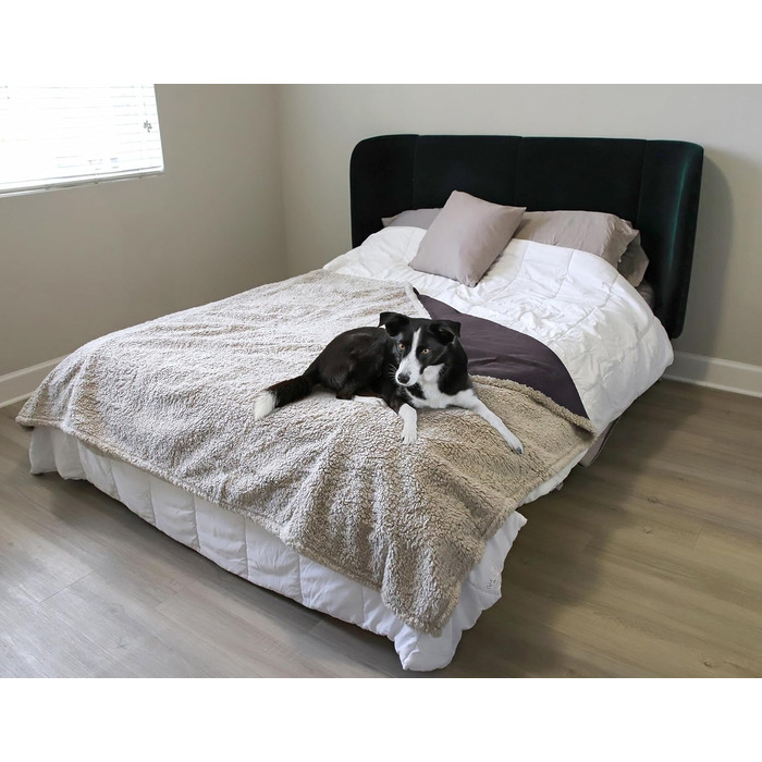 Водонепроникний коврик для собак та котів, миючий, захисний коврик для дивану, теплий та м'який, великий розмір 150 x 120 см, коричневий/тауп