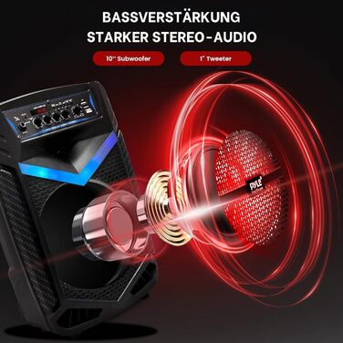 Pyle PA Bluetooth-колонки – караоке-машина з мікрофоном, 400W, 8” сабвуфер, підсвітка, USB/SD, радіо