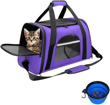 Транспортна сумка для котів та собак, розширювана, переноска для тварин, 43x28x25 см, фіолетовий колір