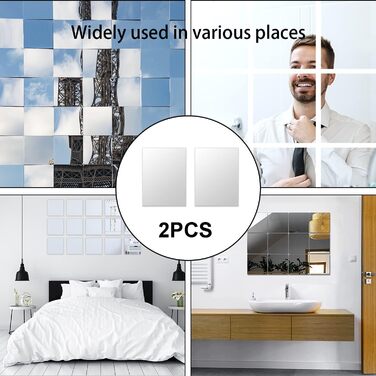 Дзеркальні плитки самоклеючі 40x30 см (2 шт.) - акрилові, для декору стін