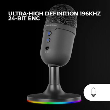 Мікрофон Mars Gaming MMIC-XT: Професійний студійний мікрофон з кульковим кріпленням, поп-фільтром та антишоком, 192Khz/24-bit, Чорний