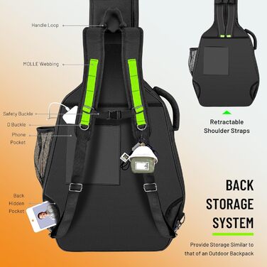 CAHAYA Softshell-чохол для акустичної гітари з підкладкою - 12 мм, Gigbag, рюкзак для гітари з кишенями, модний чохол для гітари 40/41/42 дюйми