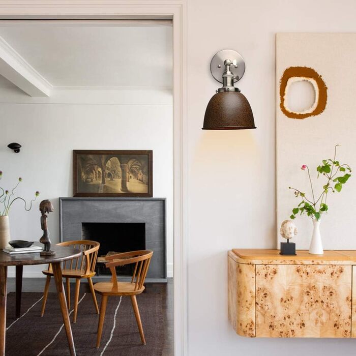 Phansthy 2 Pack Wall Sconce with Metal Shade Wall Lamp Industrial Design, Indoor Vintage Loft Wall Lamp E27 max. 40W for Living Room Bedroom Office Kitchen Hallway (White) (Rust-like)