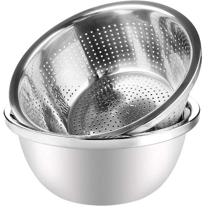 Набір сит Linkidea з нержавіючої сталі 2 шт. з мисками (26 см) для овочів, фруктів, пасти, салатів, миття
