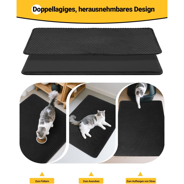 Килимок для котячого туалету Ycozy Katzenklo Matte XL 90x60 см EVA з подвійним шаром, водонепроникний, легко миється, бежевий