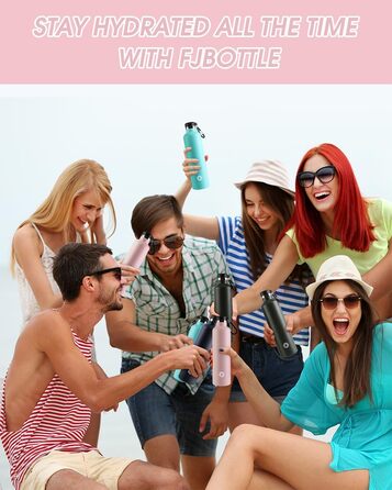 Фляга спортивна Feijian 1L з карабіном - термофляга з нержавіючої сталі, витримує напій з газом, без BPA, для спорту, відпочинку, школи, кемпінгу, велосипеду, армійський зелений (блакитний & червоний)