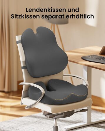 Подушка для спини ProtoArc з піни Memory Foam для офісного крісла, авто та столу - ергономічна поперекова підтримка, дихаюча, з регульованими ременями, сітчастий чохол - сіра