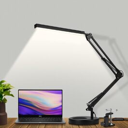 SKYLEO Dimmable Desk Lamp with Clip - Eye Protection LED Task Lamp - 3 Modes & 10 Brightness Levels - Black