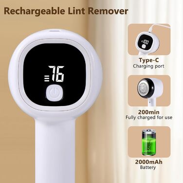 Електричний видалення ворсу Blendura - бездротовий триммер для одягу з 6 лезами, 3 рівня та LED-дисплеєм