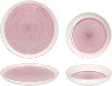 MamboCat Tafelservice Paris: 12 предметів, кремово-рожевий, керамічний посуд для 6 осіб (6 тарілок суп 400мл + 6 тарілок для їжі)