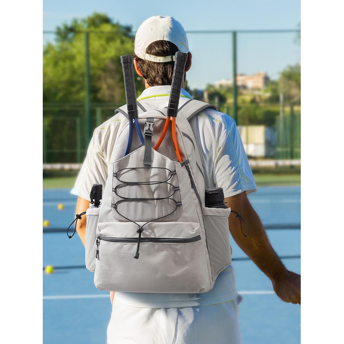 G4Free Tennis Bag Backpack - Large Capacity Sports Bag with Shoe Compartment for Men & Women (Ivory)
