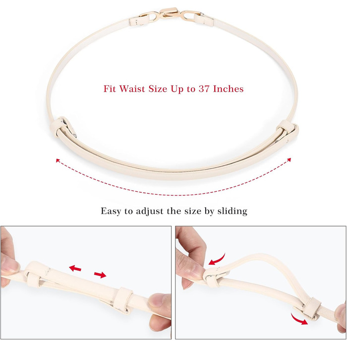 Тонкий жіночий шкіряний ремінь WHIPPY 2 шт. з золотою металевою пряжкою (105/95 см, 120/110 см)