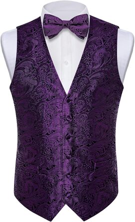 Костюмний аксесуар Dibangu для чоловіків: 7-частинний комплект з краваткою, краватковою шпилькою та нагрудником (XL, фіолетовий/чорний)