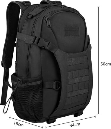 Zavothy 35/45L Military Backpack Men Women, Tactical Backpack, Trekking Backpacks, Outdoor Backpacks, Hiking Backpacks, for Camping, Mountaineering, Gymnastics Training, Shopping, City Trips, Cycling (Black-35l)