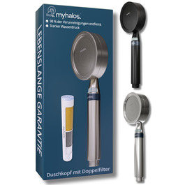 Лійка для душу MyHalos® з фільтром, економна, високий тиск, 3-шарова фільтрація від хлору, бактерій та вапна, антинакип, для жорсткої води, нікель щіткований