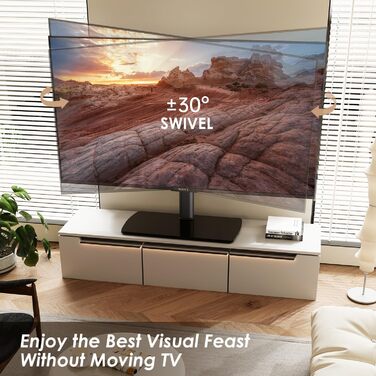 Підставка для телевізора FITUEYES Universal для 43-85 дюймів, поворотна, регульована по висоті, VESA 600x400, до 50 кг, білий (чорний)