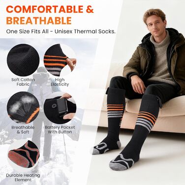 Електричні гріючі шкарпетки LAMA 6000mAh, унісекс, для зимових видів спорту та відпочинку на природі