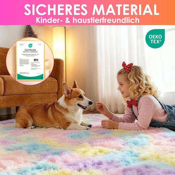 Килим круглий дитячий 100 см Райдуга, м'який, пухнастий, нековзний, пральний для кімнати