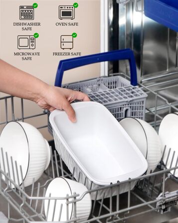 NUTRIUPS Ceramic Loaf Pan, 28 cm x 15 cm, Rectangular, for Baking, Porcelain, Non-Stick Coating, White