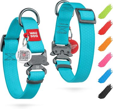 Нашийник для собак WAUDOG: водонепроникний, регульований, для великих, середніх та малих собак, з металевою застібкою, 31-49 см, ширина 25 мм, світловідбиваючий