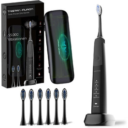 Електрична зубна щітка Tristan Auron SonicMaster - 55 000 вібрацій, 5 режимів, 60 днів акумулятора, UV-стерилізатор, 6 насадок, чорний колір