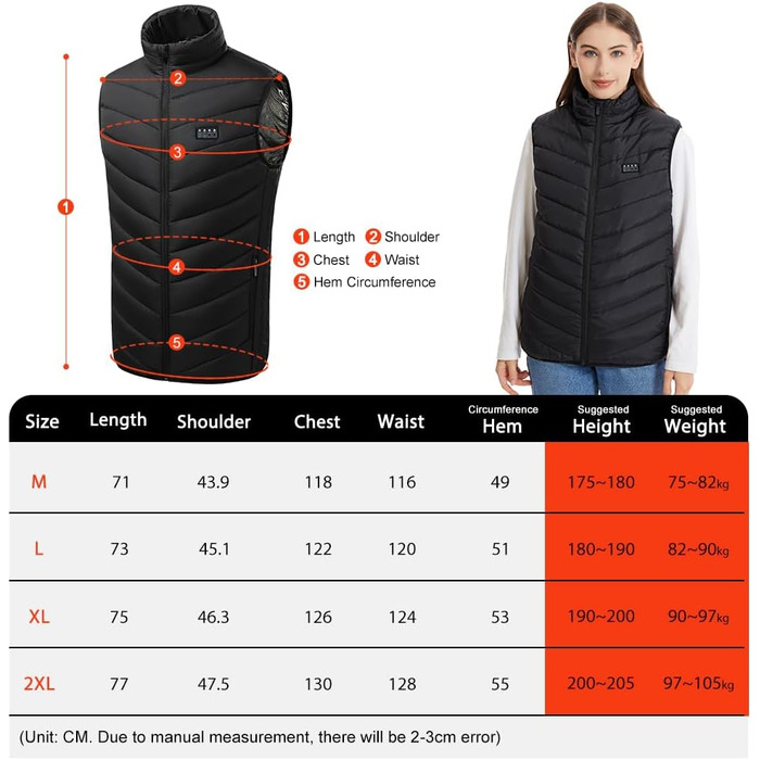 Обогревна жилетка Amurhey для чоловіків та жінок з 21 зоною обігріву, сумісна з 5V/7.4V, модель 2025. Електрична жилетка, унісекс, тепла, яку можна прати. (Без Powerbank)