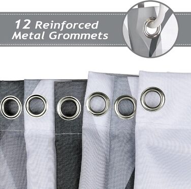 Шторка для душу Bonhause 180x180 см водонепроникна, антигрибкова, смугаста, поліестер, для ванної кімнати (1 шт., сіра)