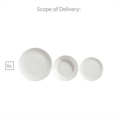 SÄNGER | Tableware New Port white, 18-piece dinnerware set for 6 people made of porcelain, wedding plates, dinner plates | PREMIUM COLLECTION Tableware 18 pcs
