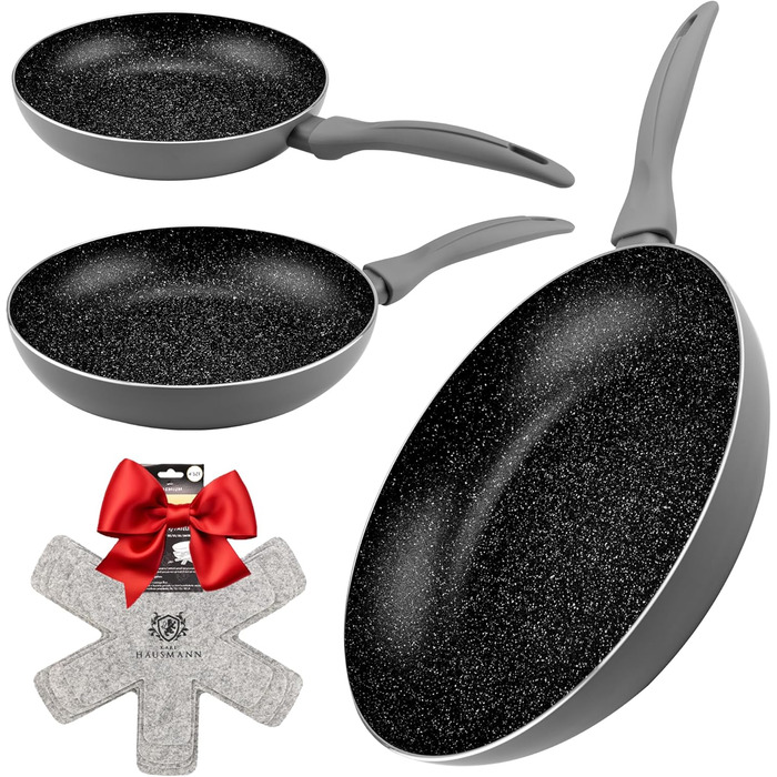 Набір сковорідок Induktion: 20+24+28 см - антипригарне покриття, для всіх плит (індукційних) - з алюмінію. Набір сковорідок для смаження та приготування їжі