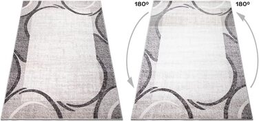 oKu-Tex килим для вітальні [80x150 см] з м'якого короткого ворсу кремового кольору - сучасний килим для дому з хвилястим геометричним дизайном, прямокутний, німецька якість