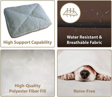 Ліжко для собак Ellie-Bo, XXL, зелене з коричневими паспалями, 117x75x10 см, з м'яким, пральним матрацом та водонепроникним покриттям Oxford