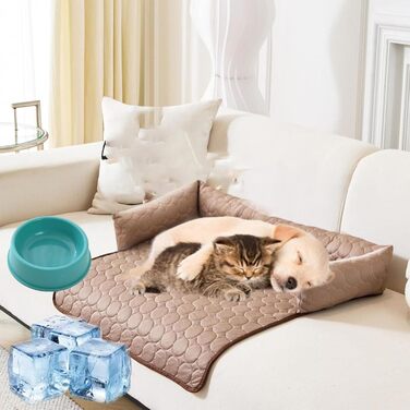 Охолоджуване ліжко для собак на диван, вологостійке, миється, з неслизьким дном, для дому, авто (Кофе, M(70*70см))